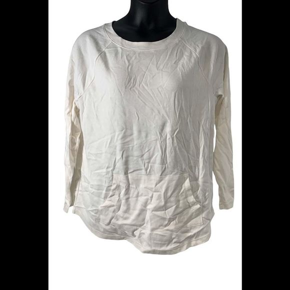 Isaac Mizrahi Live! Essentials Wide Crew-Neck Top with Pocket Ivory - Regular - Picture 1 of 1